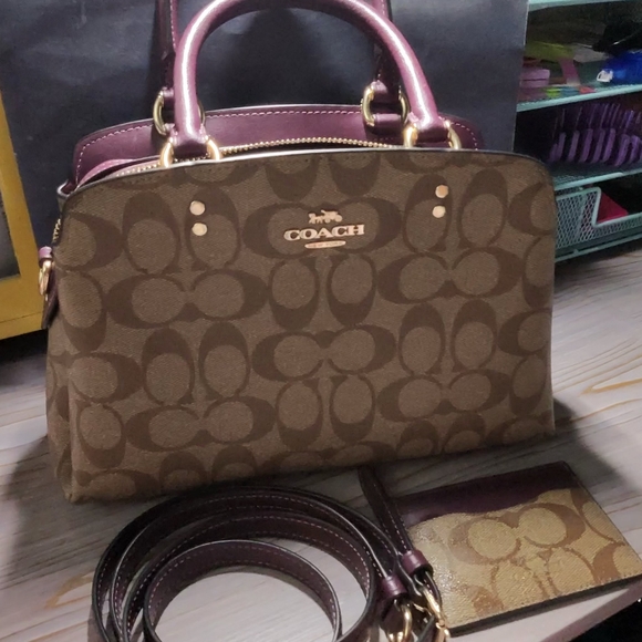 Coach Handbags - Coach Brown and Purple Satchel